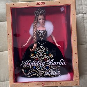 2006 Mattel Holiday Barbie Black and White Velvet Gown with Gold Embroidery